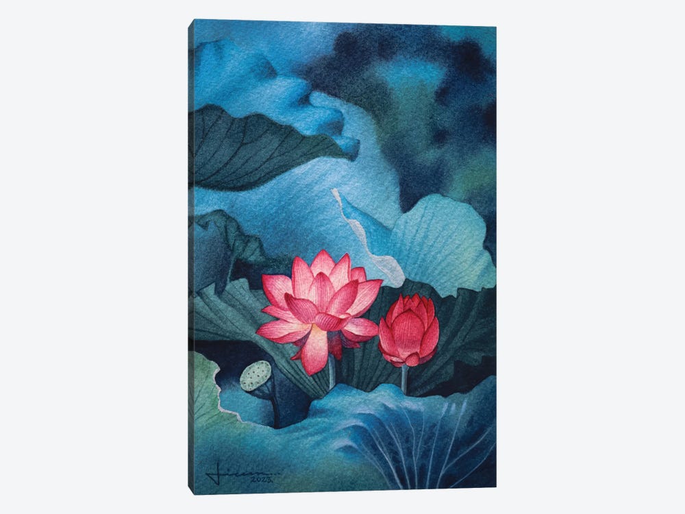 Pink Flowers II by Liam Kumawat 1-piece Canvas Art Print
