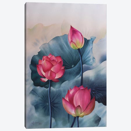 Pink Flowers III Canvas Print #LKM114} by Liam Kumawat Canvas Art Print