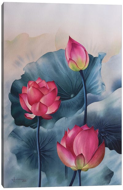 Pink Flowers III Canvas Art Print - Liam Kumawat