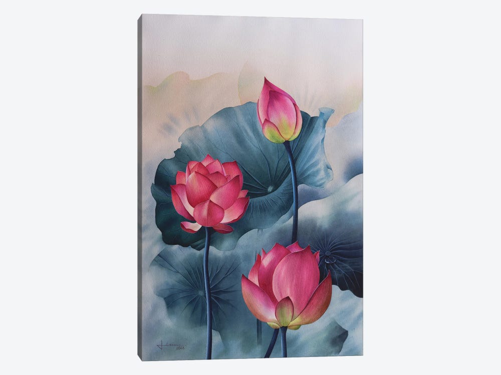 Pink Flowers III by Liam Kumawat 1-piece Canvas Print