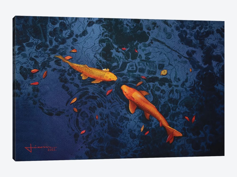 2 Koi Fish by Liam Kumawat 1-piece Canvas Art Print