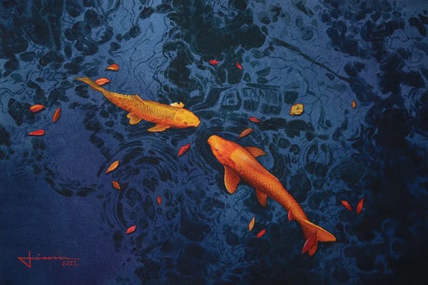 Water Close-Ups: 2 Koi Fish by Liam Kumawat