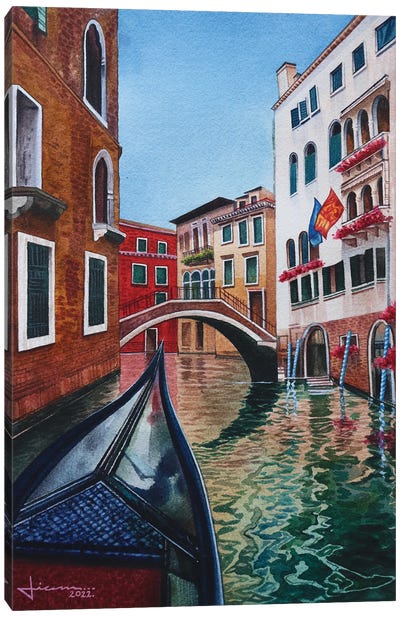 Venice Canal IV Canvas Art Print - Liam Kumawat
