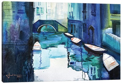 Blue Venice Canvas Art Print - Liam Kumawat