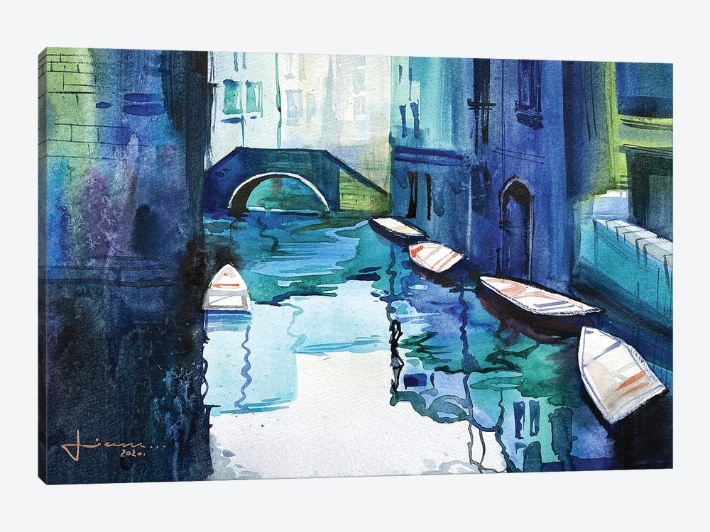 Blue Venice by Liam Kumawat 1-piece Canvas Art