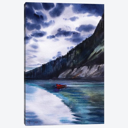 Red Boat Canvas Print #LKM23} by Liam Kumawat Canvas Art
