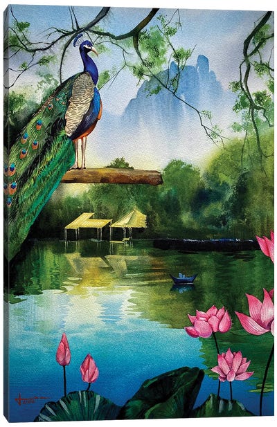 Serenity Canvas Art Print - Peacock Art