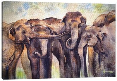 Gathering Canvas Art Print - Animal Rights Art
