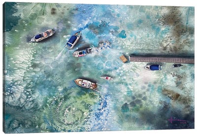 Dock Canvas Art Print - Intricate Watercolors