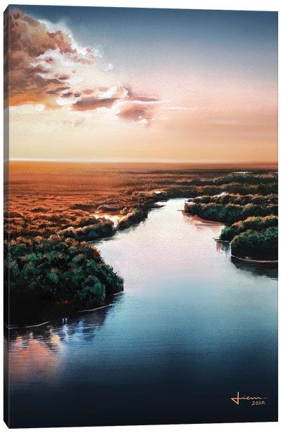 Sunset Canvas Art Print - Marsh & Swamp Art