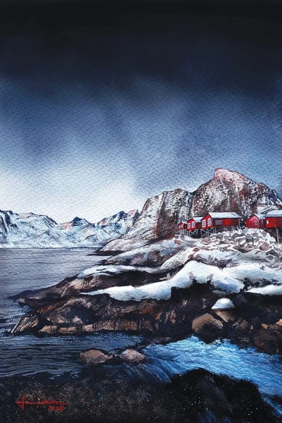 Red House by Liam Kumawat metal wall art