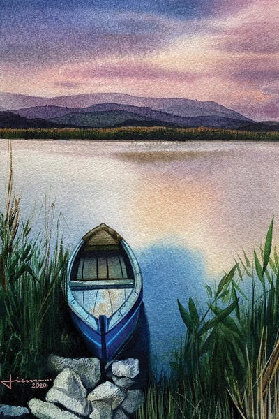 Blue Haze Boat by Liam Kumawat canvas print