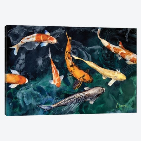 Koi Fish Canvas Print #LKM9} by Liam Kumawat Canvas Print