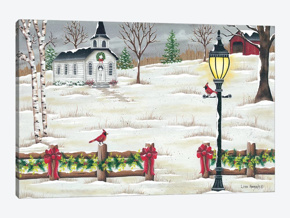 Christmas Lamppost by Lisa Kennedy 1-piece Canvas Wall Art