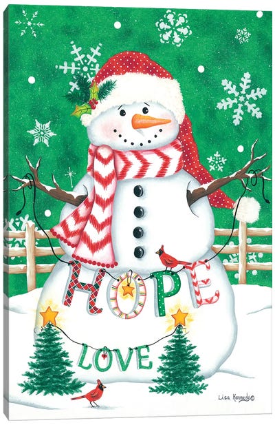 Merry Snowman Canvas Art Print - Christmas Signs & Sentiments