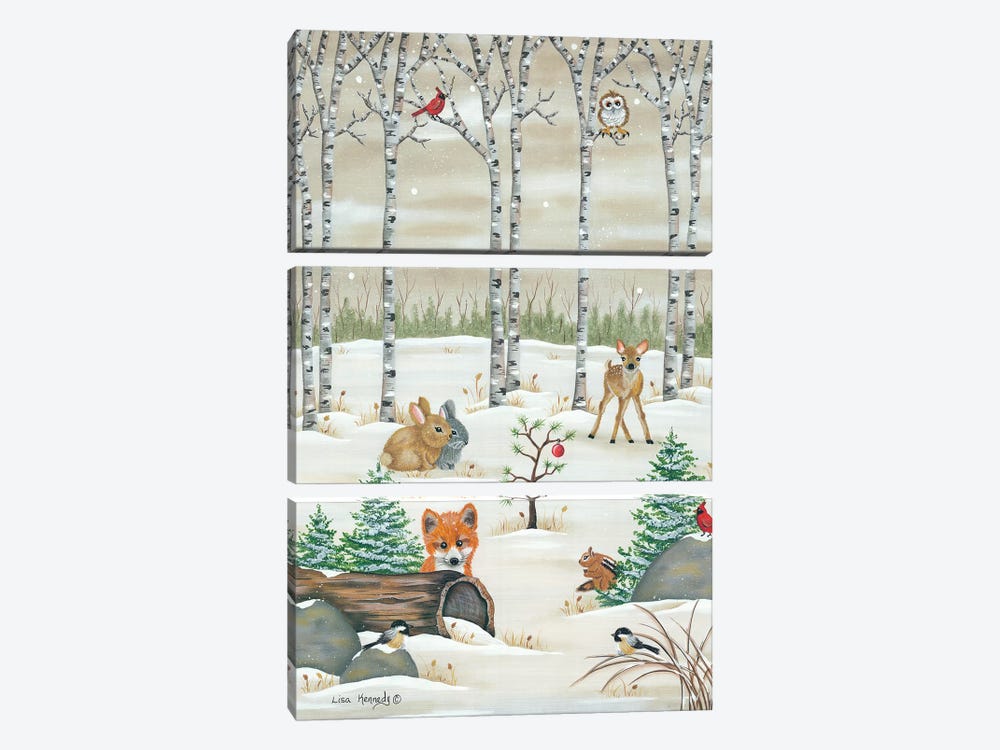 Woodland Critters by Lisa Kennedy 3-piece Canvas Art Print