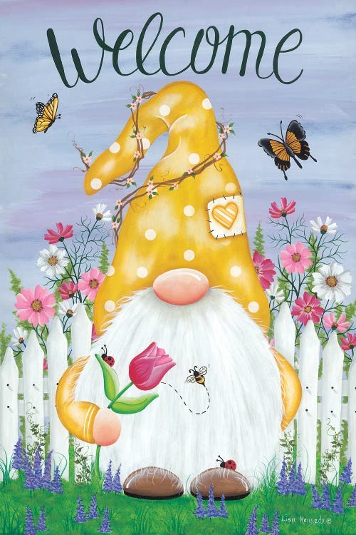 Spring Garden Gnome by Lisa Kennedy wall art