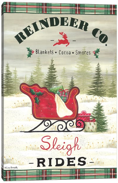 Sleigh Rides Canvas Art Print - Christmas Trees & Wreath Art