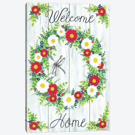 Welcome Home Wreath Canvas Print #LKN46} by Lisa Kennedy Canvas Artwork