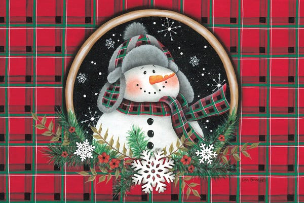 Vintage Christmas: Snowflake Snowman Portrait by Lisa Kennedy
