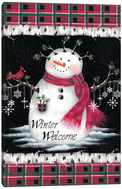 Winter Welcome Canvas Art Print - Snowman Art