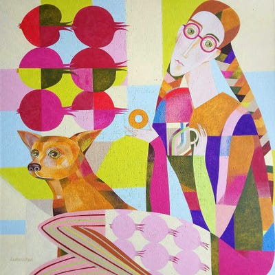 Pink Glasses by Neli Lukashyk framed canvas print