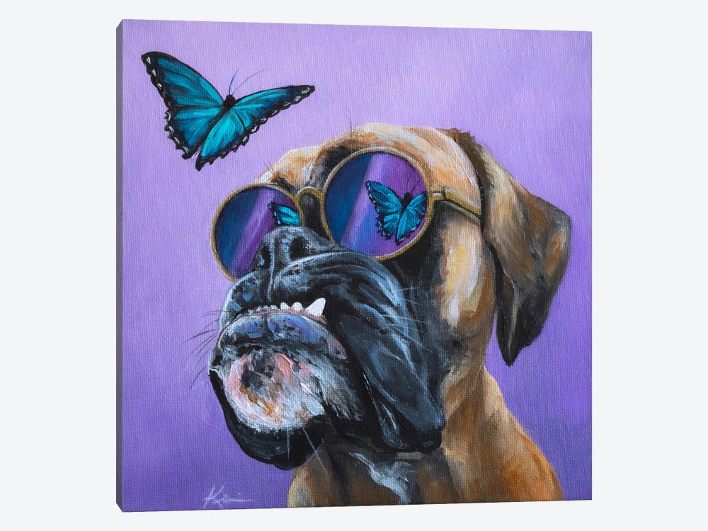 Boxer And Butterfly by Lindsay Kivi 1-piece Canvas Wall Art
