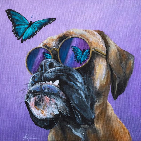Office Humor: Boxer And Butterfly by Lindsay Kivi