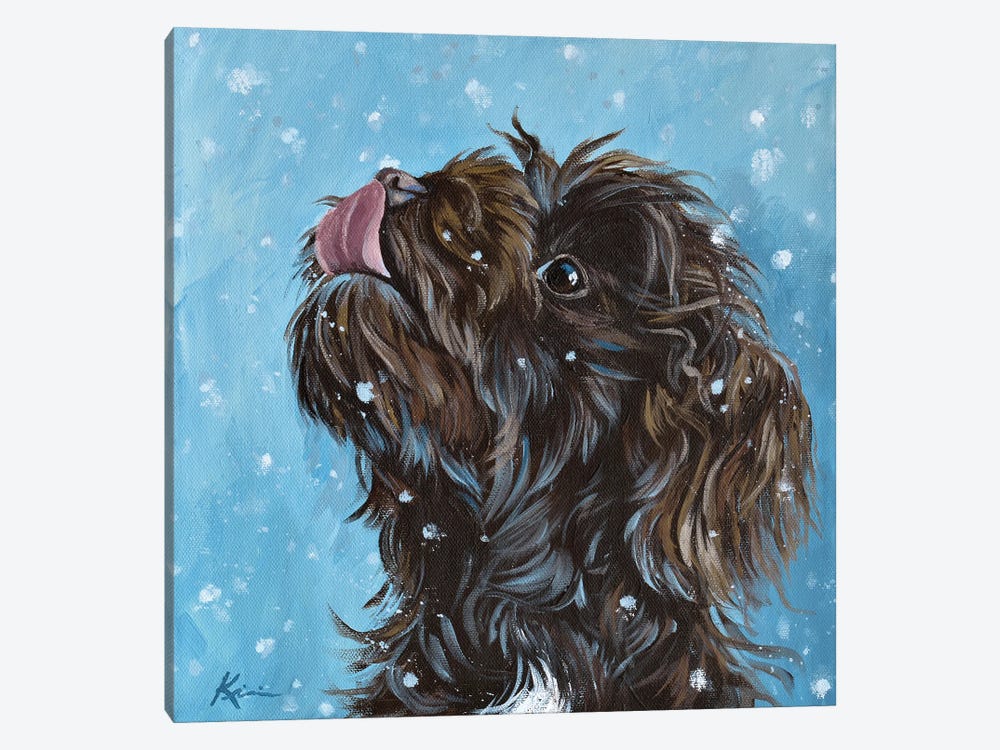 Havanese Catching Snowflakes by Lindsay Kivi 1-piece Canvas Wall Art