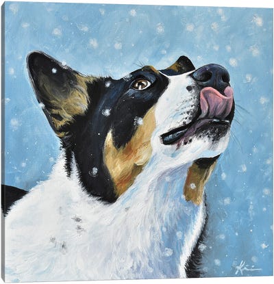 Shepherd Catching Snowflakes Canvas Art Print - Lindsay Kivi