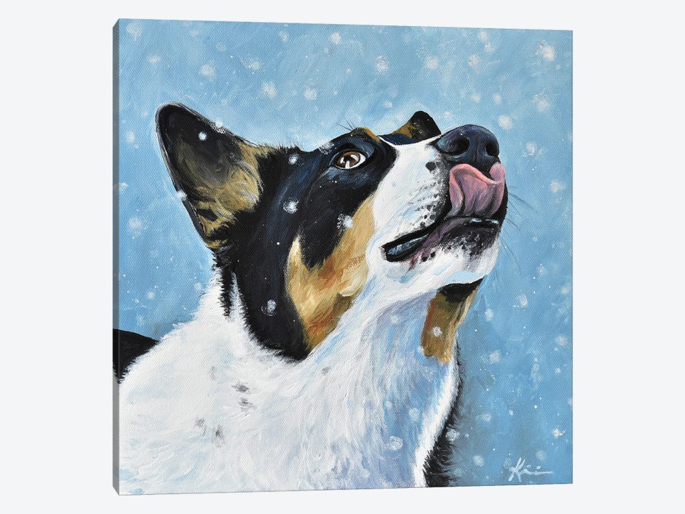 Shepherd Catching Snowflakes by Lindsay Kivi 1-piece Canvas Art Print