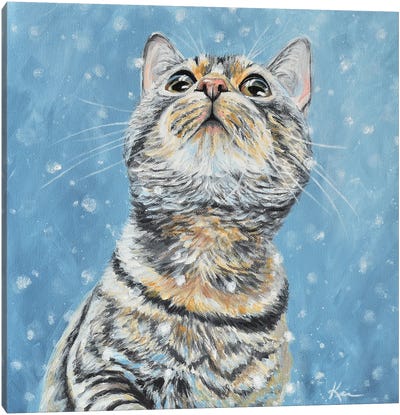 Tabby Catching Snowflakes Canvas Art Print - Lindsay Kivi