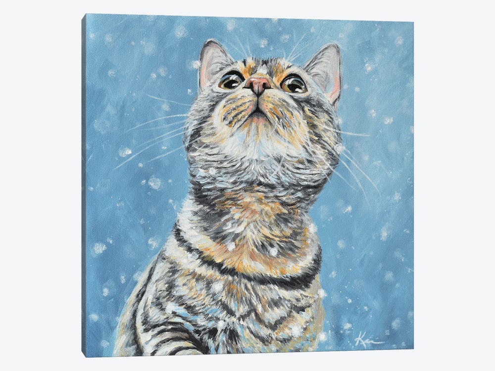 Tabby Catching Snowflakes by Lindsay Kivi 1-piece Canvas Art Print