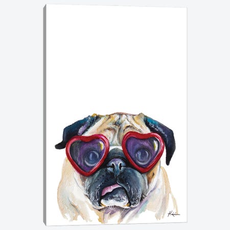 Pug In Glasses Canvas Print #LKV34} by Lindsay Kivi Canvas Print