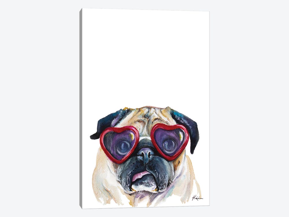 Pug In Glasses by Lindsay Kivi 1-piece Canvas Print