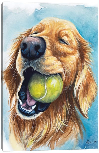 Ball Is Life Canvas Art Print - Golden Retriever Art