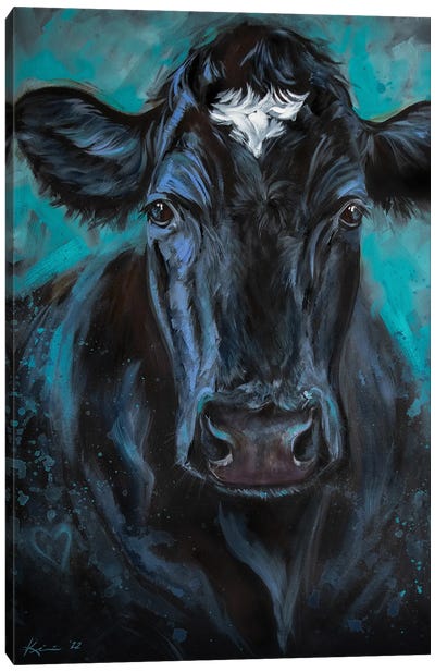 Black Cow Canvas Art Print - Lindsay Kivi