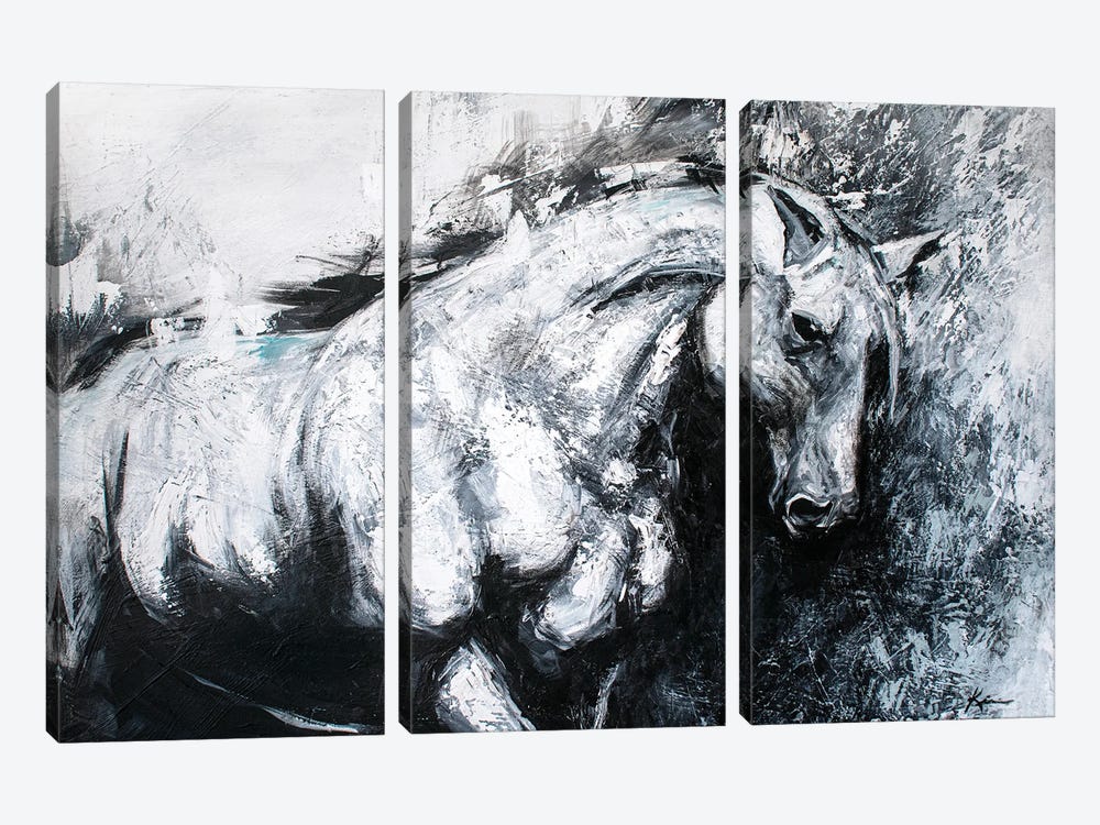 White Horse by Lindsay Kivi 3-piece Canvas Art Print