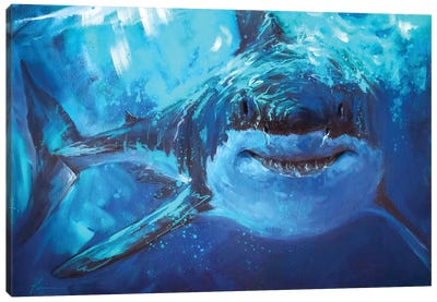 Deep Blue Canvas Art Print - Shark Art