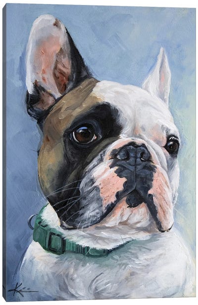 Pied French Bulldog Canvas Art Print - French Bulldog Art