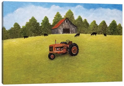 Springtime On The Farm Canvas Art Print - Tractors