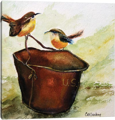 Wrens Canvas Art Print - Cheryl Miller Lackey