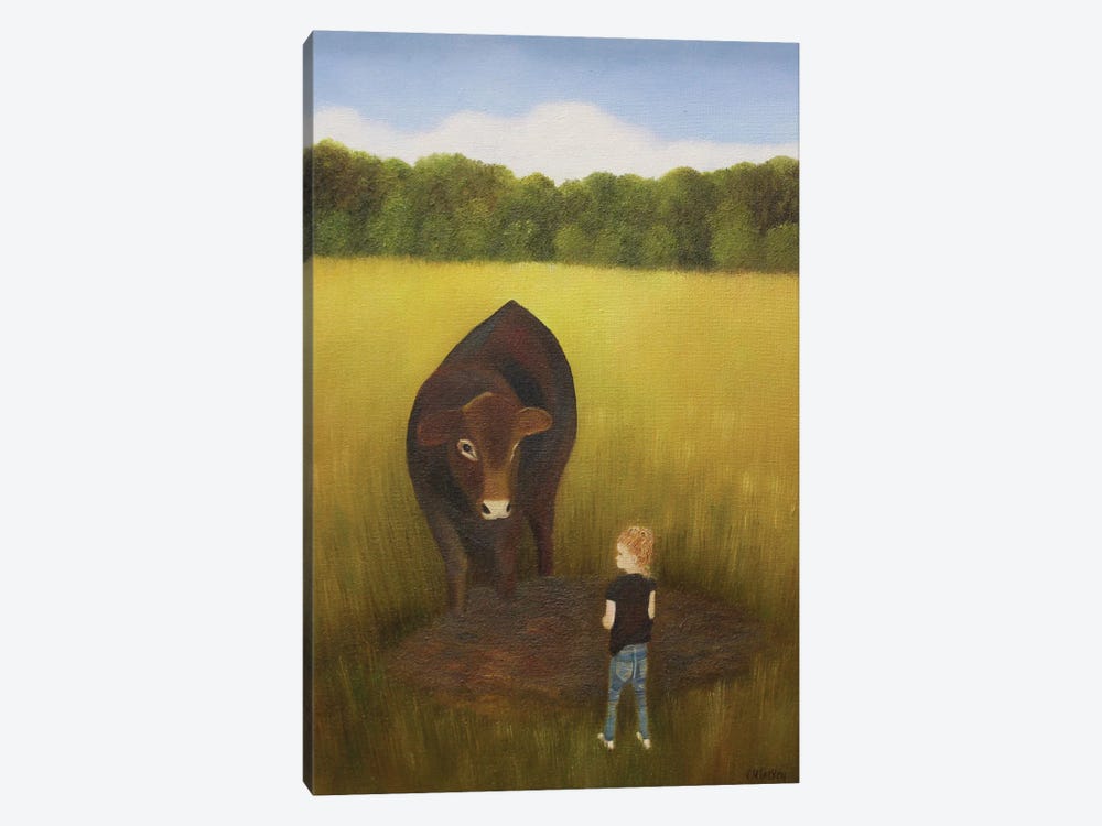Visiting The Cow by Cheryl Miller Lackey 1-piece Art Print