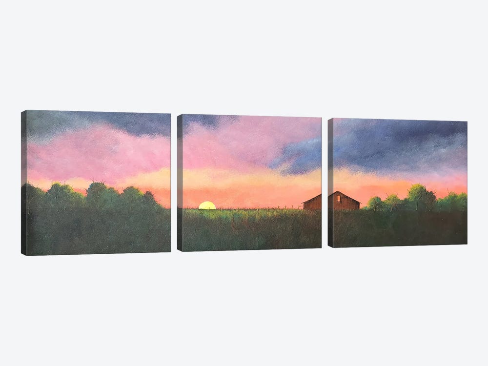 The Sunset by Cheryl Miller Lackey 3-piece Canvas Wall Art