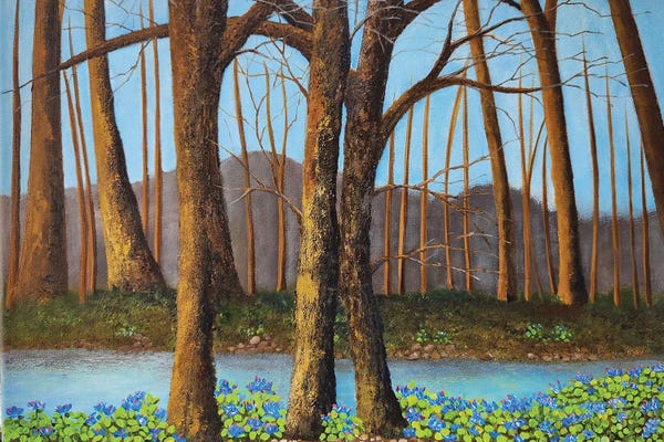 Cheryl Miller Lackey: Bluebells Along The River by Cheryl Miller Lackey