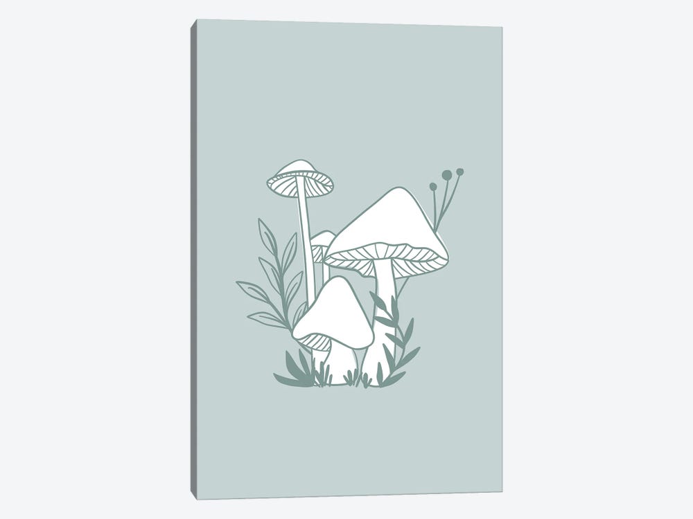 Blue Mushrooms by Lady Louise Designs 1-piece Art Print