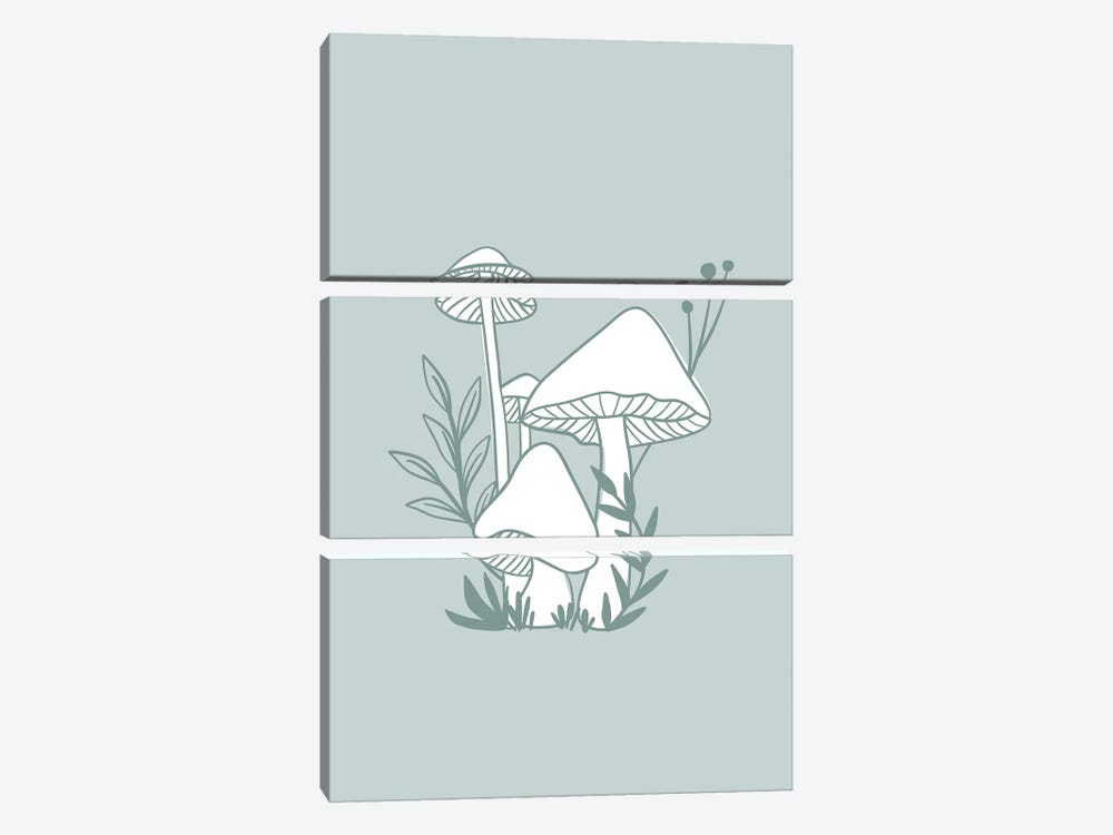 Blue Mushrooms by Lady Louise Designs 3-piece Art Print