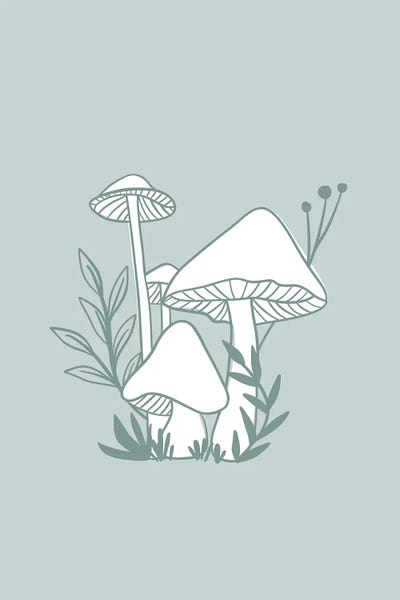 Canvas Print: Blue Mushrooms by Lady Louise Designs