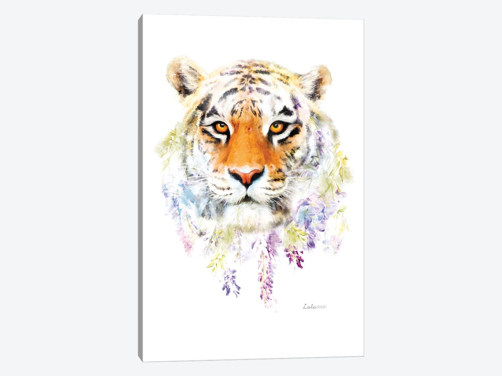 Wildlife Botanical Tiger by Lola Design 1-piece Canvas Wall Art