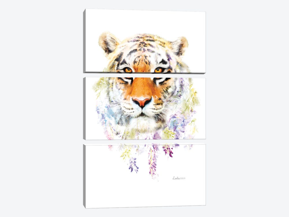 Wildlife Botanical Tiger by Lola Design 3-piece Canvas Art